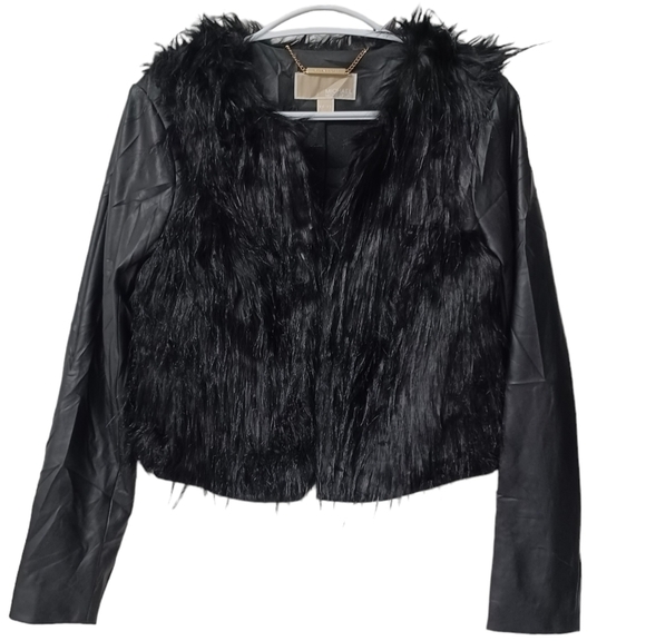 NWT! Michael Kors Faux Leather / Fur crop jacket - Picture 3 of 10